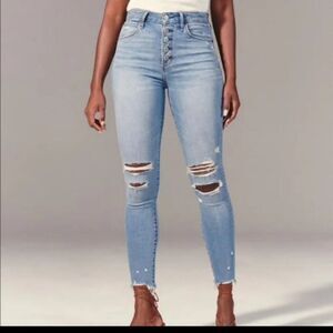 Abercrombie & Fitch Size 26 Blue Cotton Button Fly High-Rise Skinny Ankle Jeans